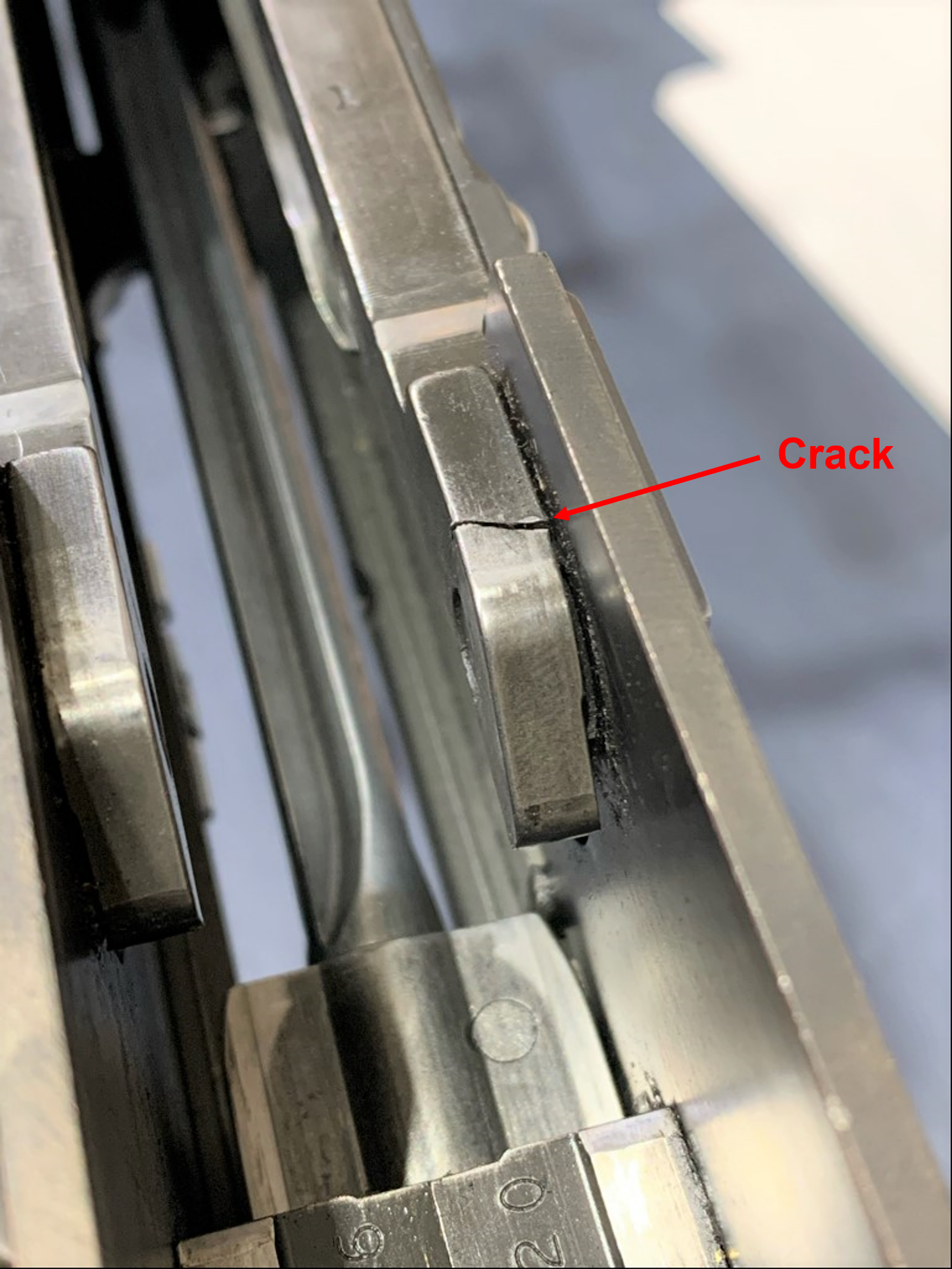 Cracked receiver bolt guide rail
